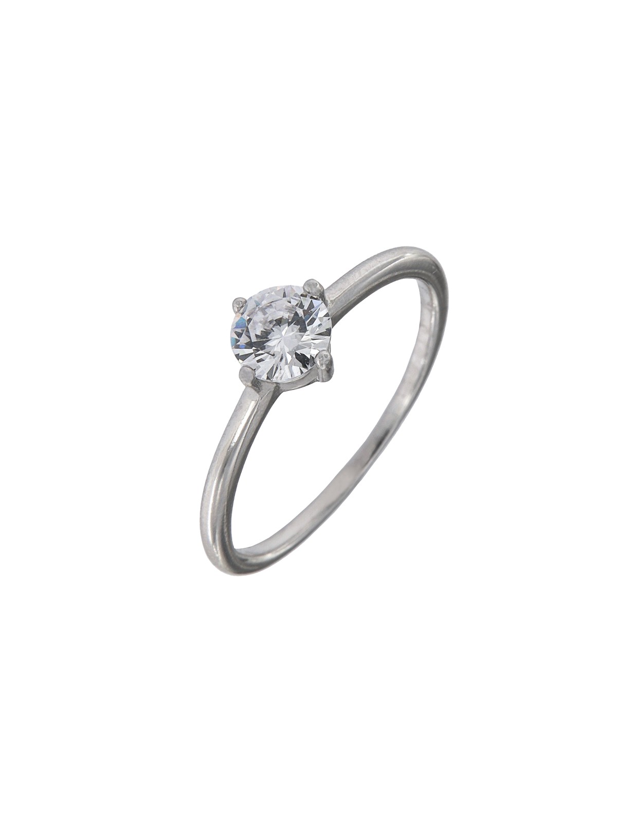 Anillo Solitario con Circonita Redonda de Cuatro Garras