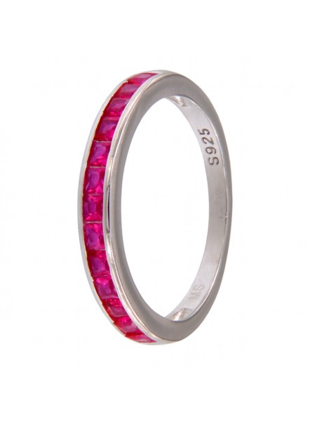 Alianza de plata con circonitas color rubí