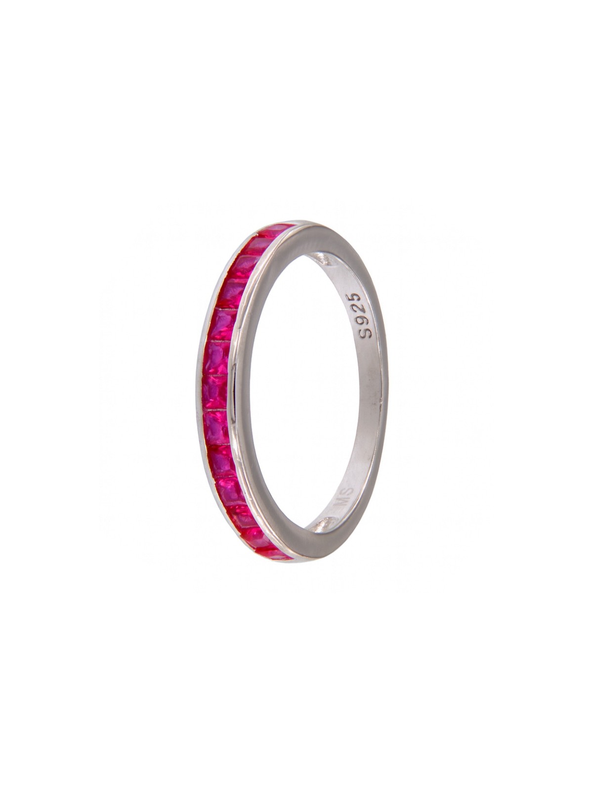 Alianza de plata con circonitas color rubí