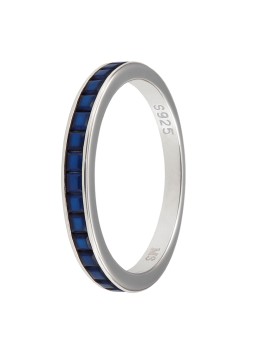 Alianza de plata de 3 mm con circonitas color zafiro