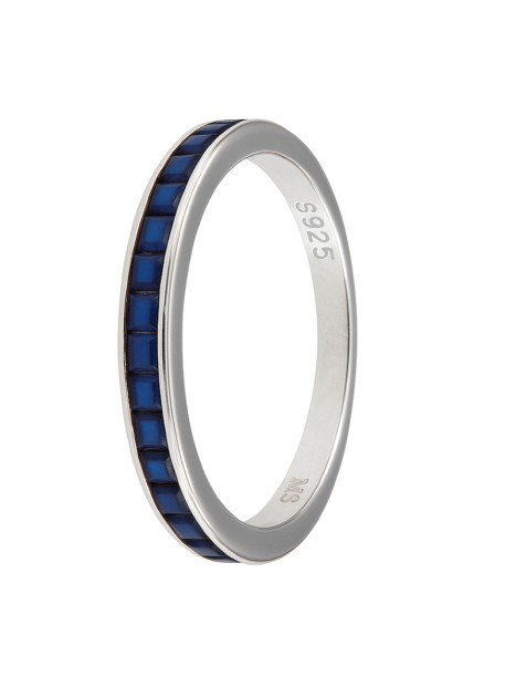 Alianza de plata de 3 mm con circonitas color zafiro