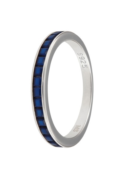 Alianza de plata de 3 mm con circonitas color zafiro