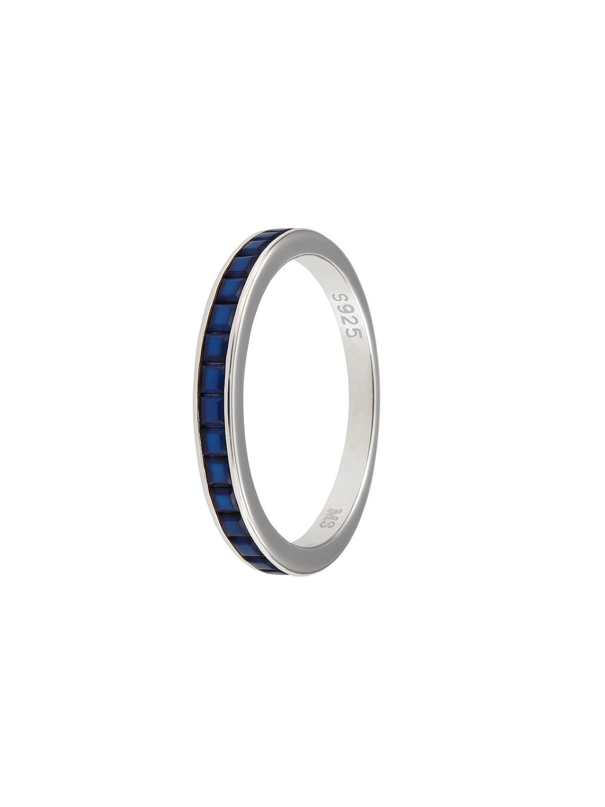 Alianza de plata de 3 mm con circonitas color zafiro