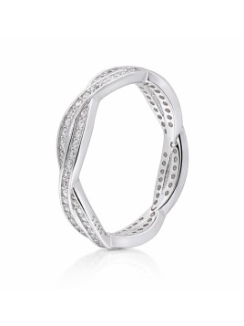 anillo plata 925 con circonitas diseño cruzado