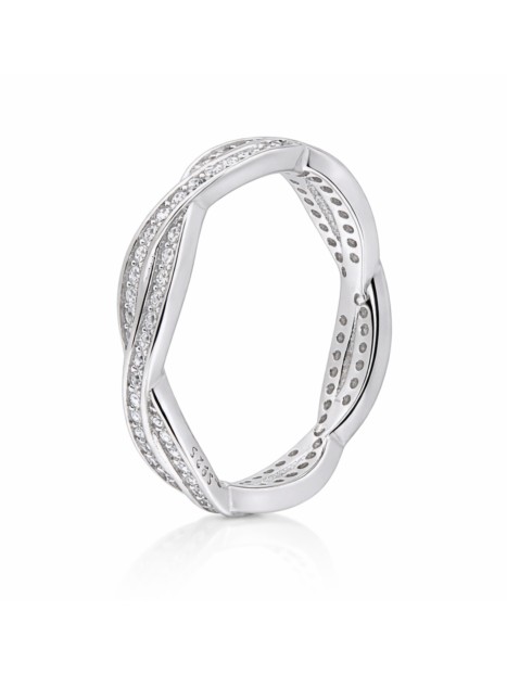 anillo plata 925 con circonitas diseño cruzado