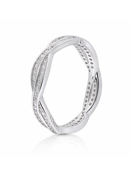 anillo plata 925 con circonitas diseño cruzado