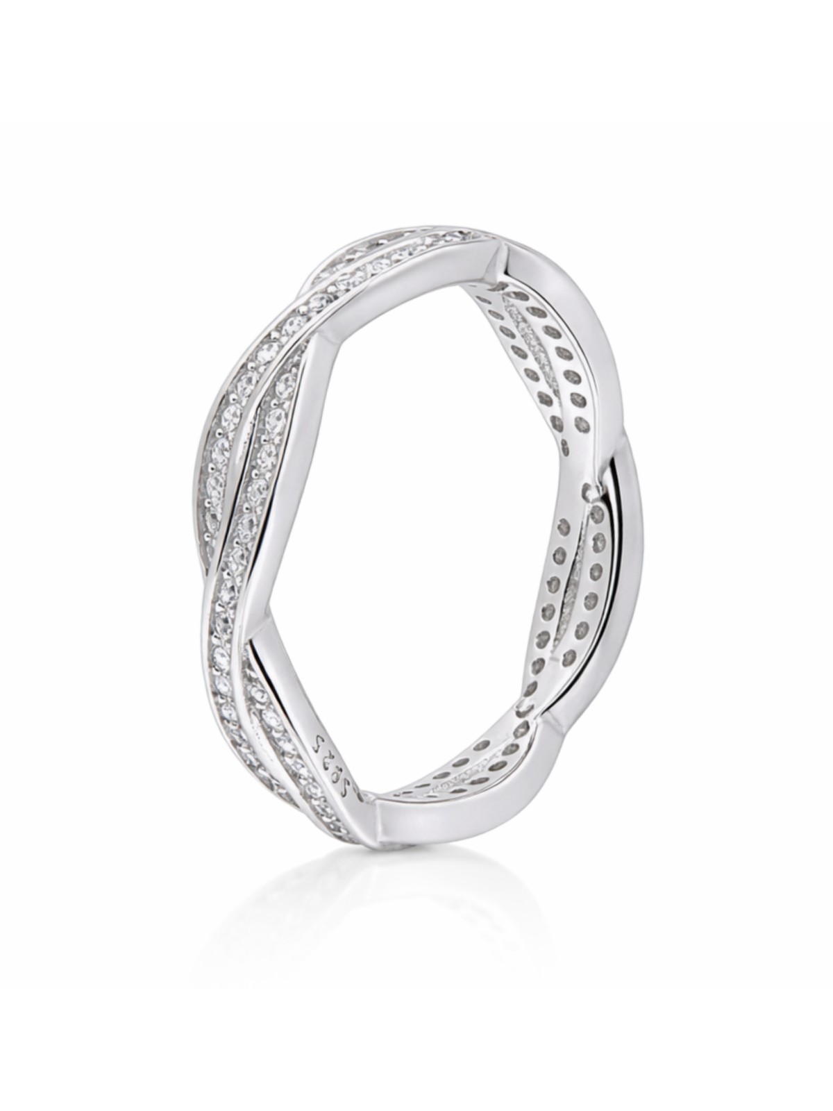 anillo plata 925 con circonitas diseño cruzado