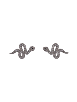 Pendientes de presión con forma de serpiente decorados con circonitas de Plata de Ley 925 mm.