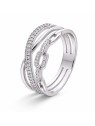 Anillo de Plata con Eslabón Central de Circonitas de Plata de Ley 925