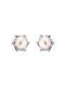 Pendientes de perlas con circonitas entrelazadas en Plata de Ley 925