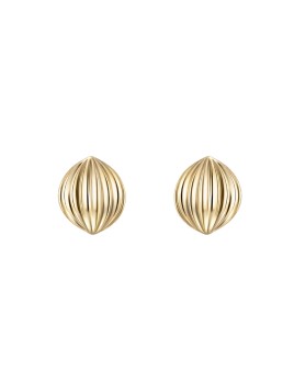 Pendientes de presión dorados ovalados estriados en Plata de Ley 925