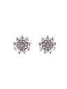 Pendientes de presión sol con circonita central blanca en Plata de Ley 925