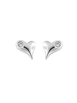 Pendientes de presión corazón asimétrico con circonita blanca en Plata de Ley 925
