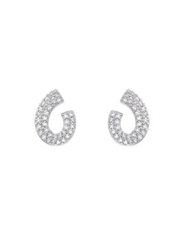 Pendientes de presión espiral abierta con circonitas blancas en Plata de Ley 925