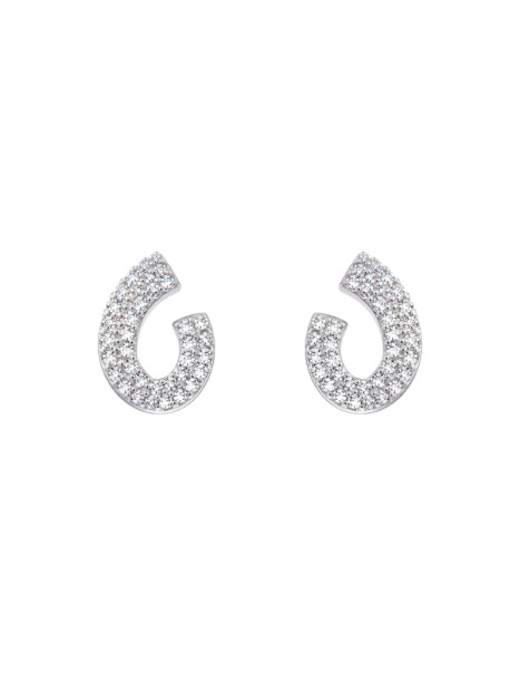 Pendientes de presión espiral abierta con circonitas blancas en Plata de Ley 925