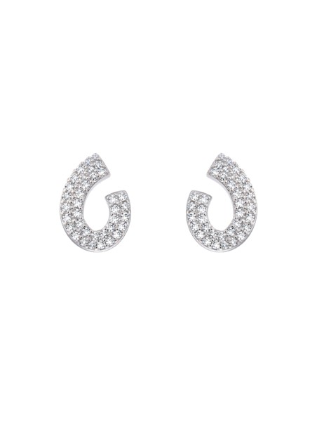 Pendientes de presión espiral abierta con circonitas blancas en Plata de Ley 925