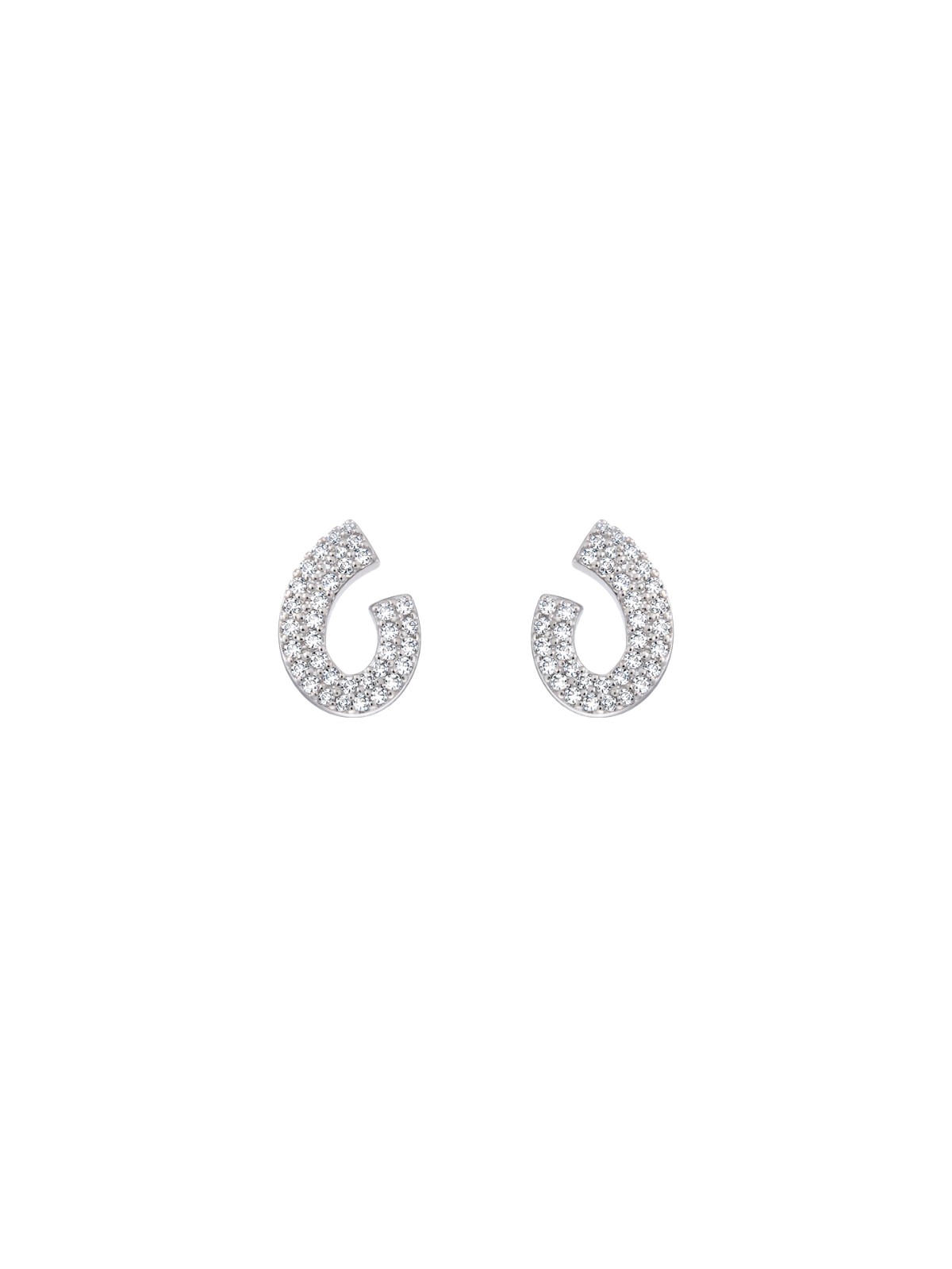 Pendientes de presión espiral abierta con circonitas blancas en Plata de Ley 925