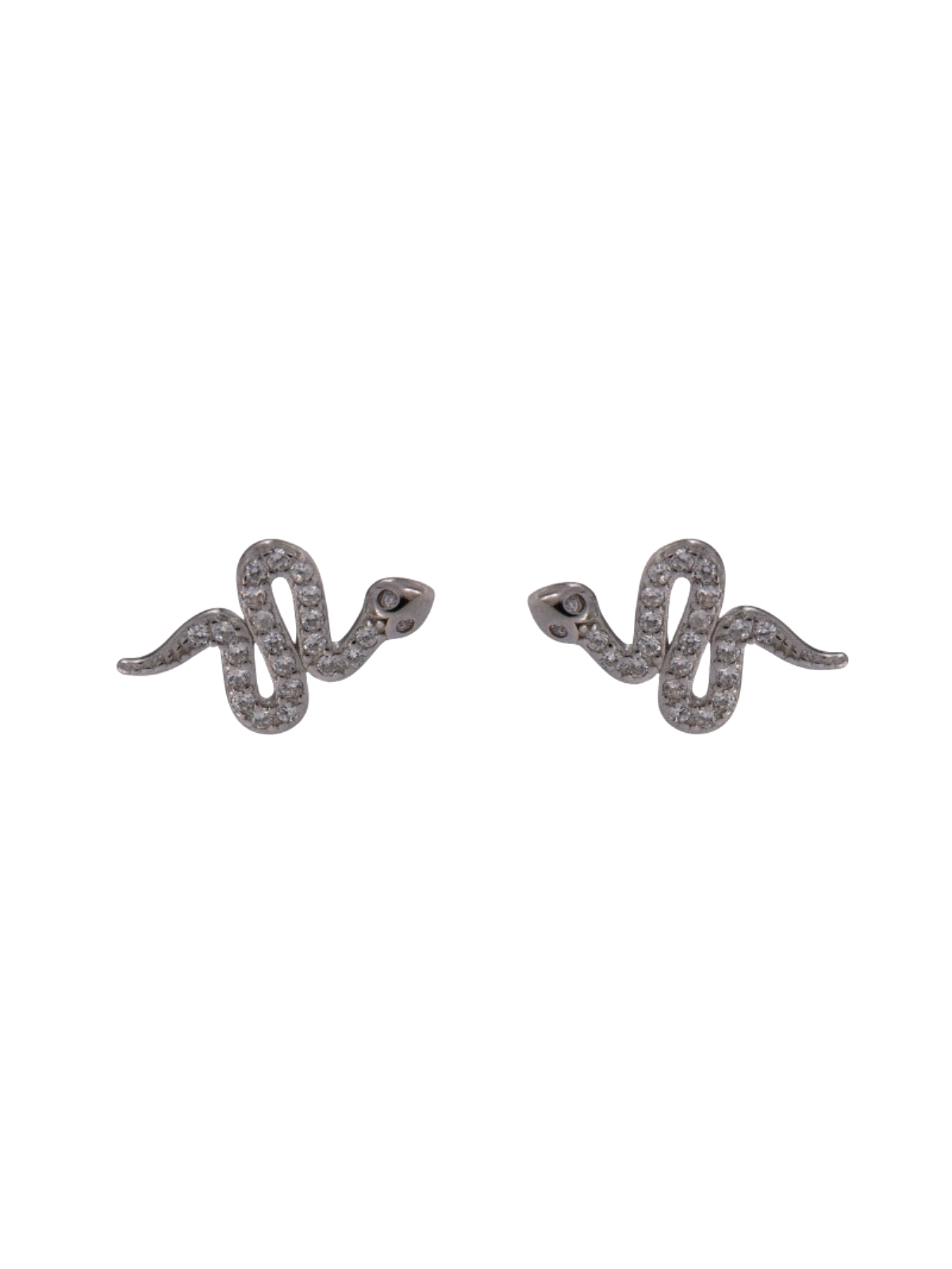 Pendientes de presión con forma de serpiente decorados con circonitas de Plata de Ley 925 mm.