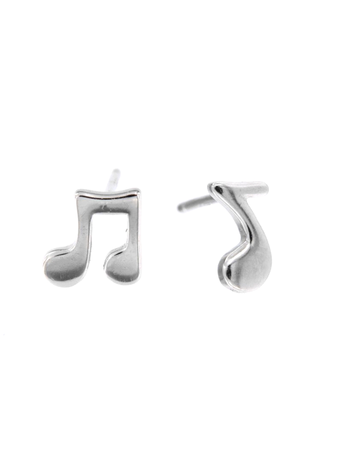Pendientes de presión notas musicales lisas en Plata de Ley 925