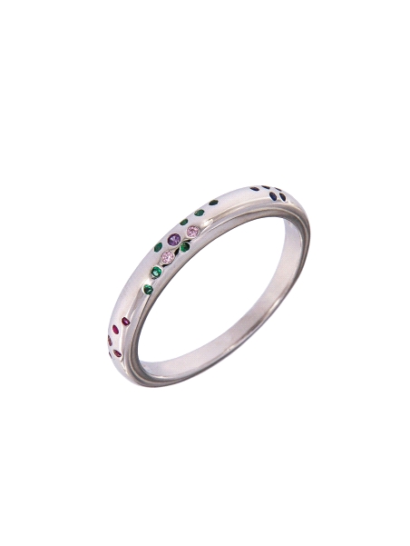 Precioso Anillo de Plata Colorido en Plata de Primera de Ley. <BR><BR>COMPOSICIÓN<BR><BR>Material: Plata de Ley 925<BR>Medidas: 