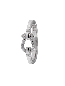 Precioso Anillo de Plata Herradura con circonitas elaborado en plata con circonitas Plata de Primera de Ley. <BR><BR>COMPOSICIÓN