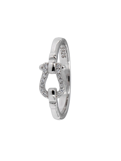 Precioso Anillo de Plata Herradura con circonitas elaborado en plata con circonitas Plata de Primera de Ley. <BR><BR>COMPOSICIÓN