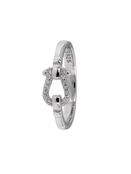 Precioso Anillo de Plata Herradura con circonitas elaborado en plata con circonitas Plata de Primera de Ley. <BR><BR>COMPOSICIÓN