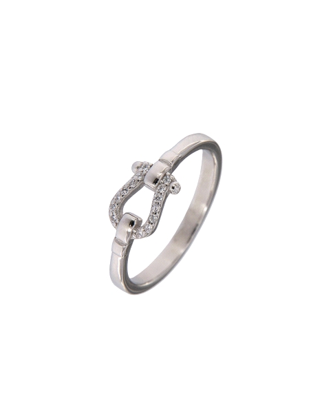 Anillo herradura circonita, Plata 925 MM- Joyas Marisol