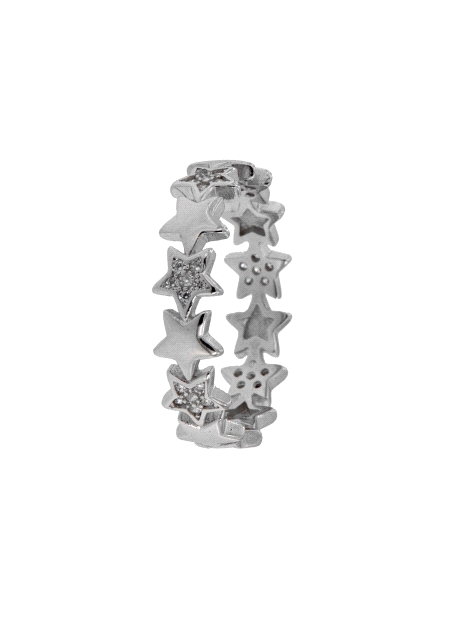 Precioso Anillo de Plata Estrellas con circonitas elaborado en plata con circonitas Plata de Primera de Ley. <BR><BR>COMPOSICIÓN
