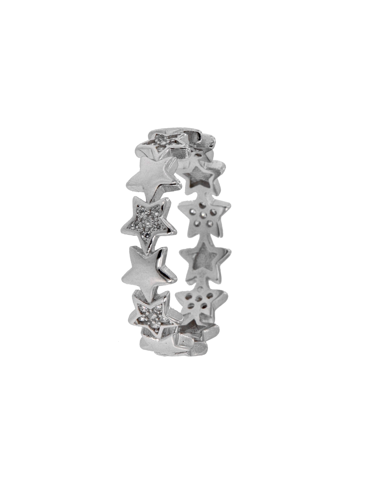 Precioso Anillo de Plata Estrellas con circonitas elaborado en plata con circonitas Plata de Primera de Ley. <BR><BR>COMPOSICIÓN