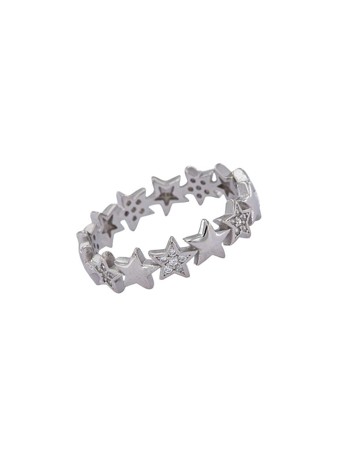 Anillo estrellas solitario circonita, Plata 925 MM- Joyas Marisol