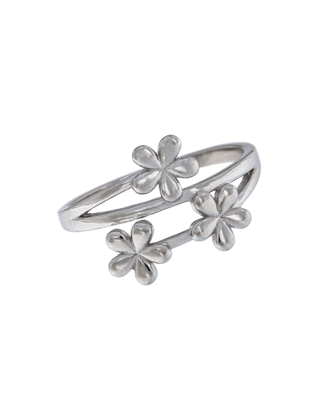 Precioso Anillo de Plata De Triple Flor Lisa elaborado en Plata de Primera de Ley. <BR><BR>COMPOSICIÓN<BR><BR>Material: Plata de