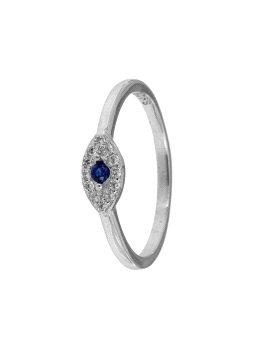 Precioso Anillo Ojo Turco de Plata de Primera de Ley. <BR><BR>COMPOSICIÓN<BR><BR>Material: Plata de Ley 925<BR>Medidas: Del núme
