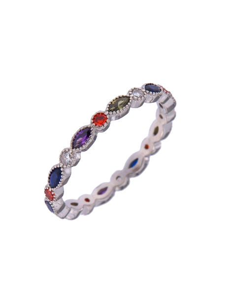 Precioso Anillo de Plata Circonita Colores Ovalada en Plata de Primera de Ley. <BR><BR>COMPOSICIÓN<BR><BR>Material: Plata de Ley