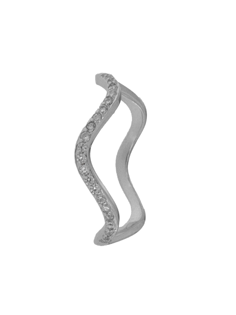 Precioso Anillo de Plata Olas Circonitas en Plata de Primera de Ley. <BR><BR>COMPOSICIÓN<BR><BR>Material: Plata de Ley 925<BR>Me