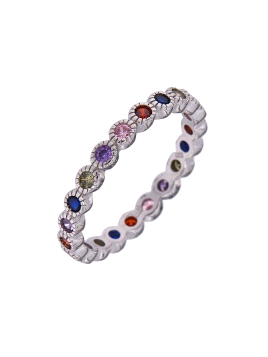 Precioso Anillo de Plata Circonita Colores en Plata de Primera de Ley. <BR><BR>COMPOSICIÓN<BR><BR>Material: Plata de Ley 925<BR>