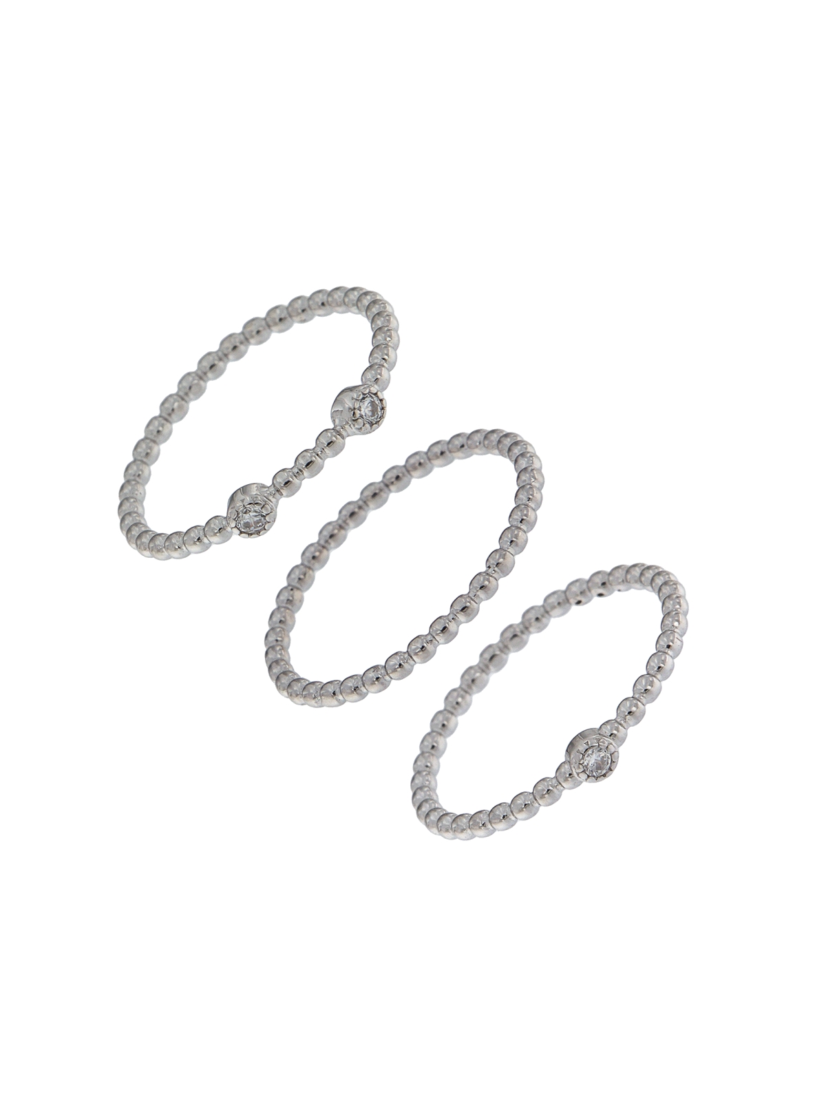 Precioso Anillo de Plata Triple Circonita en Plata de Primera de Ley. <BR><BR>COMPOSICIÓN<BR><BR>Material: Plata de Ley 925<BR>M