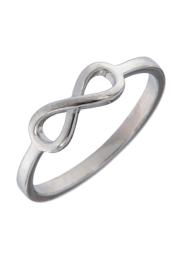 Precioso Anillo de Plata de infinito liso en Plata de Primera de Ley. <BR><BR>COMPOSICIÓN<BR><BR>Material: Plata de Ley 925<BR>M