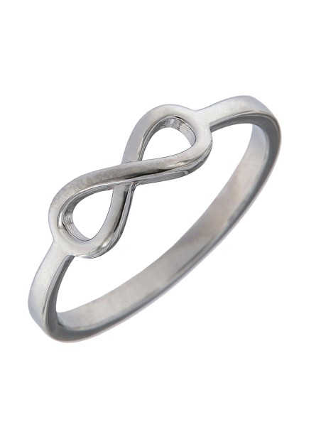 Precioso Anillo de Plata de infinito liso en Plata de Primera de Ley. <BR><BR>COMPOSICIÓN<BR><BR>Material: Plata de Ley 925<BR>M