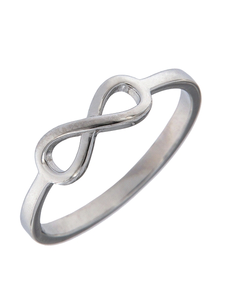 Precioso Anillo de Plata de infinito liso en Plata de Primera de Ley. <BR><BR>COMPOSICIÓN<BR><BR>Material: Plata de Ley 925<BR>M