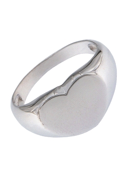 Precioso Anillo de Plata Sello Corazón Liso elaborado en Plata de Primera de Ley. <BR><BR>COMPOSICIÓN<BR><BR>Material: Plata de 