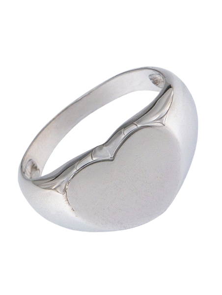 Precioso Anillo de Plata Sello Corazón Liso elaborado en Plata de Primera de Ley. <BR><BR>COMPOSICIÓN<BR><BR>Material: Plata de 
