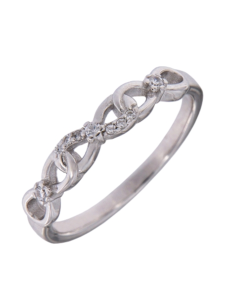 Precioso Anillo de Plata de infinito elaborado en plata con circonitas Plata de Primera de Ley. <BR><BR>COMPOSICIÓN<BR><BR>Mater