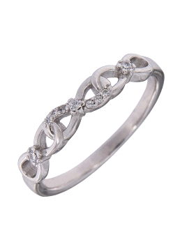 Precioso Anillo de Plata de infinito elaborado en plata con circonitas Plata de Primera de Ley. <BR><BR>COMPOSICIÓN<BR><BR>Mater