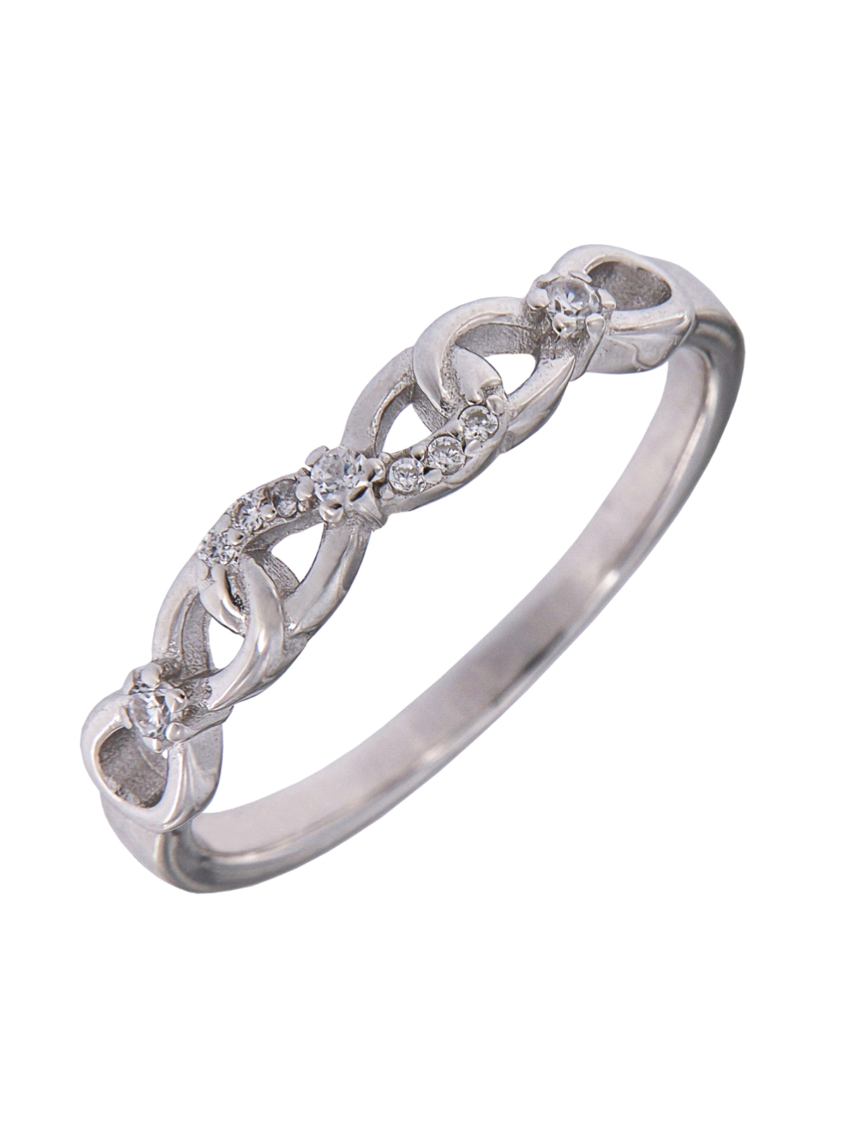 Precioso Anillo de Plata de infinito elaborado en plata con circonitas Plata de Primera de Ley. <BR><BR>COMPOSICIÓN<BR><BR>Mater
