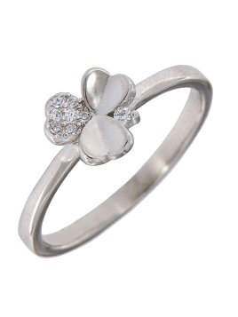 Precioso Anillo de Plata Trébol con circonitas elaborado en plata con circonitas Plata de Primera de Ley. <BR><BR>COMPOSICIÓN<BR