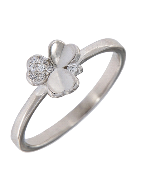 Precioso Anillo de Plata Trébol con circonitas elaborado en plata con circonitas Plata de Primera de Ley. <BR><BR>COMPOSICIÓN<BR