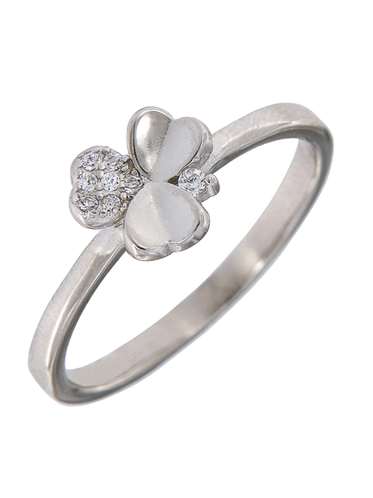 Precioso Anillo de Plata Trébol con circonitas elaborado en plata con circonitas Plata de Primera de Ley. <BR><BR>COMPOSICIÓN<BR