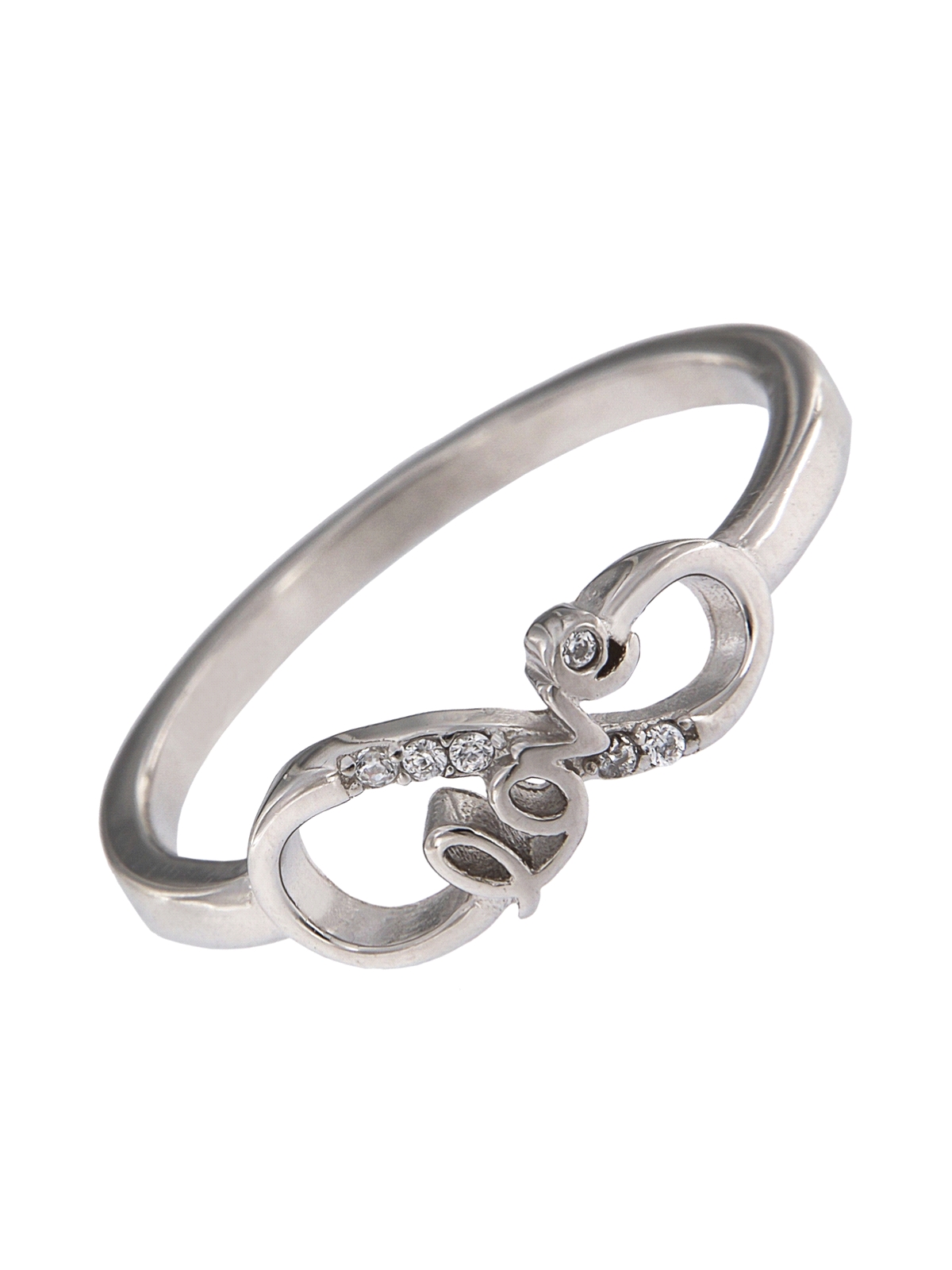 Precioso Anillo de Plata Infinito Love en plata con circonitas Plata de Primera de Ley. <BR><BR>COMPOSICIÓN<BR><BR>Material: Pla