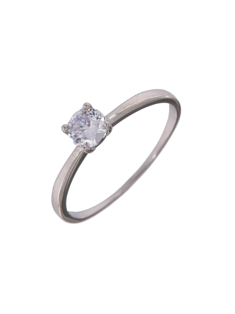 Anillo Solitario Clásico de Plata con Cuatro Garras de Plata de Ley 925